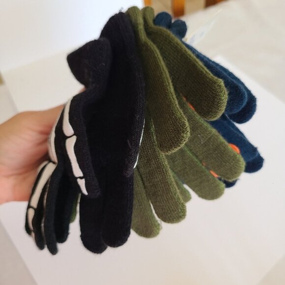 Boys Kids 3 Pack Skeleton Tiger Black Blue Green Fall Winter Gloves - Picture 6 of 10